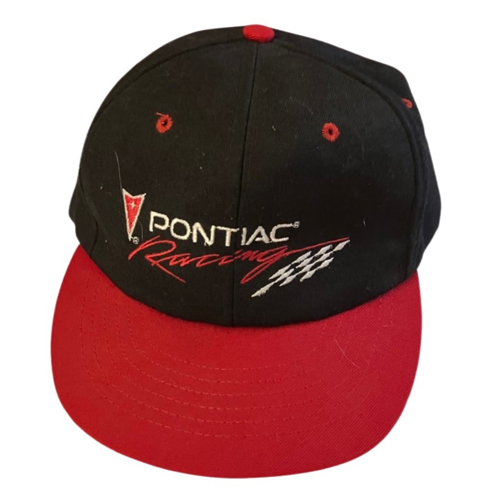 VINTAGE PONTIAC RACING HAT BLACK RED SNAPBACK TRUCKERS RETRO 1970-80s USA MADE